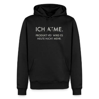 ICH ATME - Männer Premium Bio Hoodie - Schwarz - Vorne - Nico (187cm)