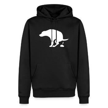 Chien faisant ses besoins - Sweat à capuche Premium bio Homme - noir - Devant - Nico (187cm)