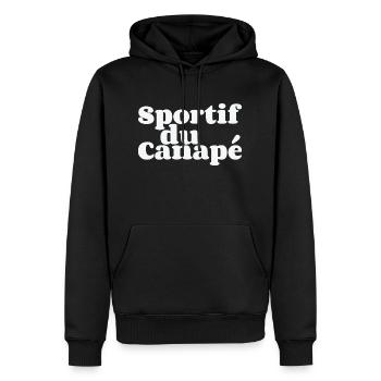 Sportif du canapé - Sweat à capuche Premium bio Homme - noir - Devant - Nico (187cm)