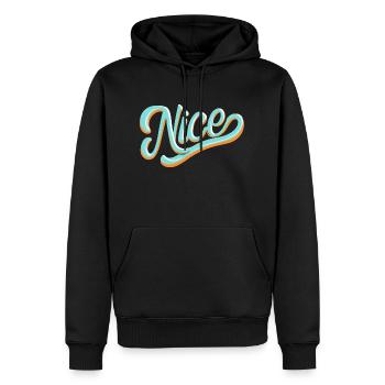 Nice - Sweat à capuche Premium bio Homme - noir - Devant - Nico (187cm)