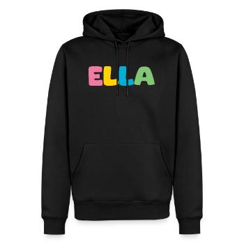 Name - Ella - Männer Premium Bio Hoodie - Schwarz - Vorne - Nico (187cm)