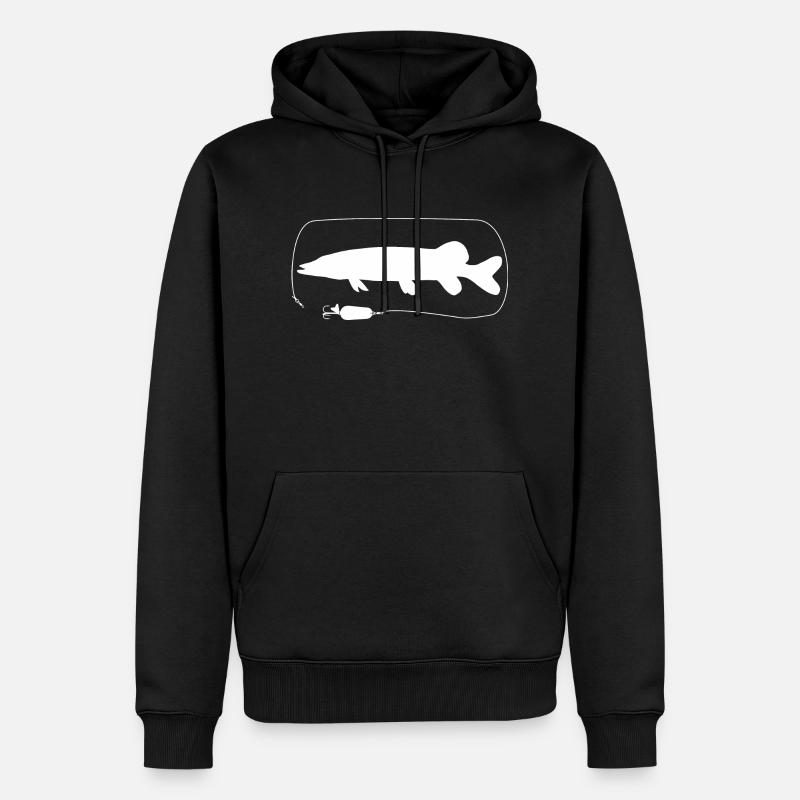Brochet avec clignotant cuillère - Sweat à capuche Premium bio Homme - noir