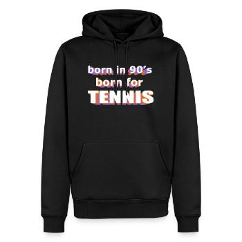geboren in den 90er Jahren, geboren für TENNIS - Männer Premium Bio Hoodie - Schwarz - Vorne - Nico (187cm)