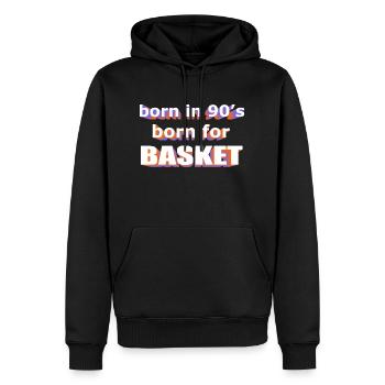 geboren in den 90ern, geboren für BASKET - Männer Premium Bio Hoodie - Schwarz - Vorne - Nico (187cm)