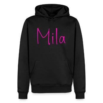 Mila Vorname - Männer Premium Bio Hoodie - Schwarz - Vorne - Nico (187cm)
