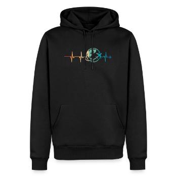 battement de cœur voyage - Sweat à capuche Premium bio Homme - noir - Devant - Nico (187cm)