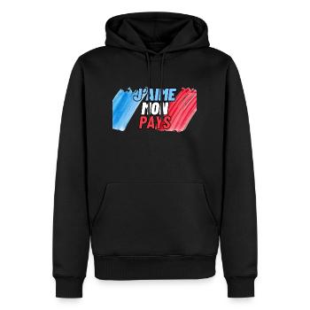 J'aime mon pays - Sweat à capuche Premium bio Homme - noir - Devant - Nico (187cm)