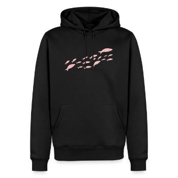 Roségold Glitzer Sardinenfisch - Männer Premium Bio Hoodie - Schwarz - Vorne - Nico (187cm)