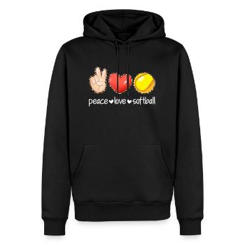 Peace Love Softball Leopard Print Mädchen Softball - Männer Premium Bio Hoodie - Schwarz - Vorne - Nico (187cm)