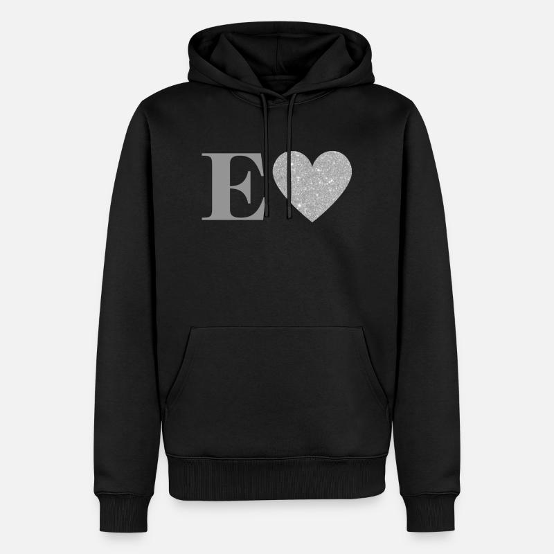 Lettre e cœur argenté - Sweat à capuche Premium bio Homme - noir