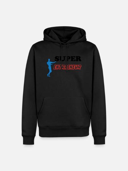 SUPER TRAINER - Männer Premium Bio Hoodie - Schwarz