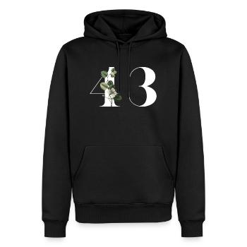 Nummer 43 Blumengrün - 43. Blumengeburtstag - Männer Premium Bio Hoodie - Schwarz - Vorne - Nico (187cm)