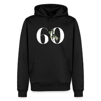 Nummer 60 Blumengrün - 60. Geburtstag Blumen - Männer Premium Bio Hoodie - Schwarz - Vorne - Nico (187cm)