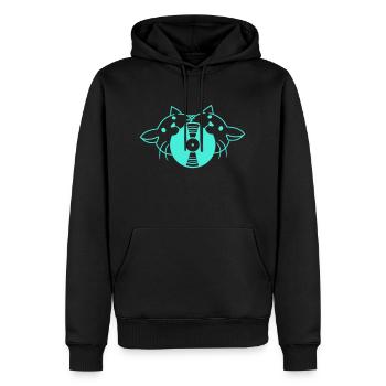 2 DJ Katzen Freunde Team Essen Musik Schallplatte - Männer Premium Bio Hoodie - Schwarz - Vorne - Nico (187cm)
