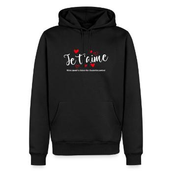 T'T Shirt / Ich liebe dich / Ich liebe dich / Ich liebe dich - Männer Premium Bio Hoodie - Schwarz - Vorne - Nico (187cm)