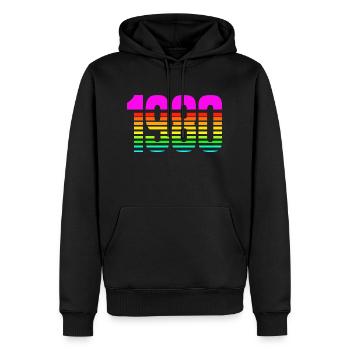 1980 - Men’s Premium Organic Hoodie - black - Front - Nico (187cm)