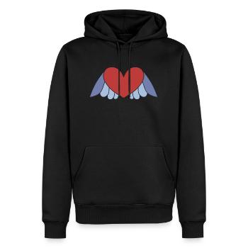 Coeur avec des ailes - Sweat à capuche Premium bio Homme - noir - Devant - Nico (187cm)
