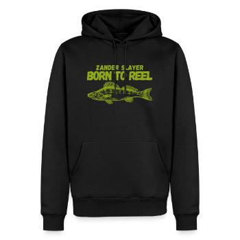 Born to Reel – Zander Slayer for Anglers - Men’s Premium Organic Hoodie - black - Front - Nico (187cm)