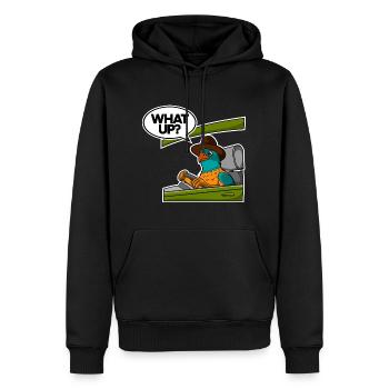 Lustiger Vogel am Steuer Spaßvogel What Up Bird - Männer Premium Bio Hoodie - Schwarz - Vorne - Nico (187cm)