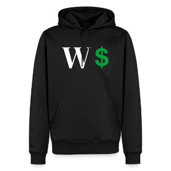 Lettre w dollar - Sweat à capuche Premium bio Homme - noir - Devant - Nico (187cm)