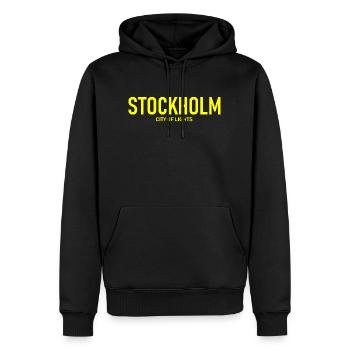 Stockholm - Ville Lumière - Schweden - Suède - Sweat à capuche Premium bio Homme - noir - Devant - Nico (187cm)
