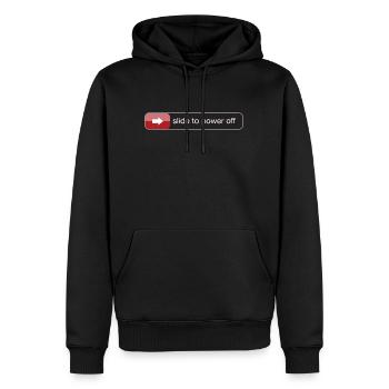 slide to power off baby - Männer Premium Bio Hoodie - Schwarz - Vorne - Nico (187cm)