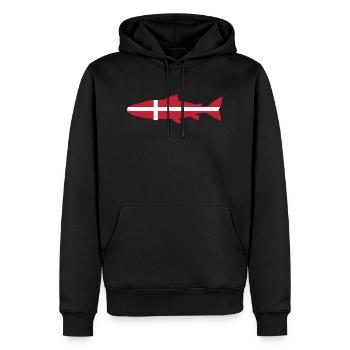 Lachs_Dänemark_umriss - Männer Premium Bio Hoodie - Schwarz - Vorne - Nico (187cm)