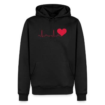 Herzschlag - Männer Premium Bio Hoodie - Schwarz - Vorne - Nico (187cm)