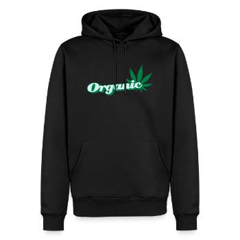 organic Hanfblatt - Männer Premium Bio Hoodie - Schwarz - Vorne - Nico (187cm)