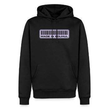 made-in-Solihul - Sweat à capuche Premium bio Homme - noir - Devant - Nico (187cm)