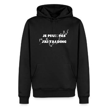 Je peux pas j'ai trading - Sweat à capuche Premium bio Homme - noir - Devant - Nico (187cm)
