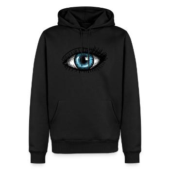 oeil bleu - Sweat à capuche Premium bio Homme - noir - Devant - Nico (187cm)