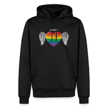Regenbogen Herz Flügel LGBT LGBT Gay Pride Vintage - Männer Premium Bio Hoodie - Schwarz - Vorne - Nico (187cm)