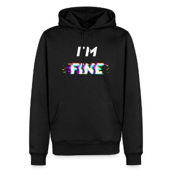 I'm fine glitch - Männer Premium Bio Hoodie - Schwarz - Vorne - Nico (187cm)