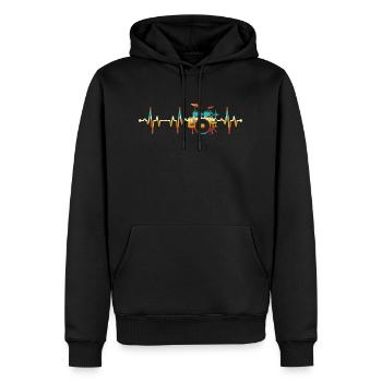 Evolution zum Drummer, ich mag Noten und Musik - Männer Premium Bio Hoodie - Schwarz - Vorne - Nico (187cm)