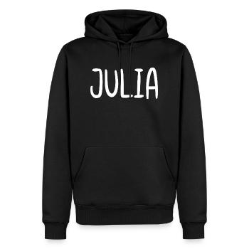Julia Benutzerdefinierter Name Schriftart Text Geburtstag - Männer Premium Bio Hoodie - Schwarz - Vorne - Nico (187cm)
