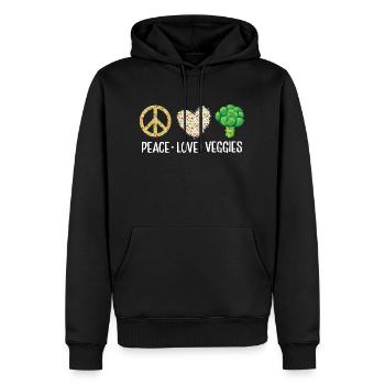 Paix Amour Légumes Végétalien Drôle Véganisme - Sweat à capuche Premium bio Homme - noir - Devant - Nico (187cm)