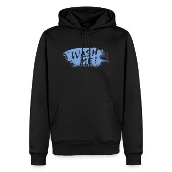 Wash Me - Männer Premium Bio Hoodie - Schwarz - Vorne - Nico (187cm)
