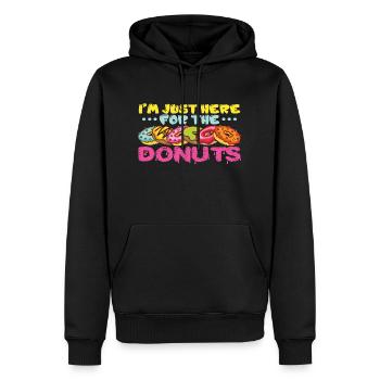 Je suis juste ici pour les Beignets - Sweat à capuche Premium bio Homme - noir - Devant - Nico (187cm)
