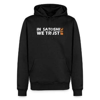 Bitcoin In Satoshi we trust - Men’s Premium Organic Hoodie - black - Front - Nico (187cm)