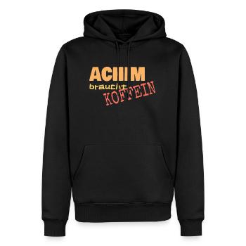 Cafe Achim braucht Koffein - Männer Premium Bio Hoodie - Schwarz - Vorne - Nico (187cm)