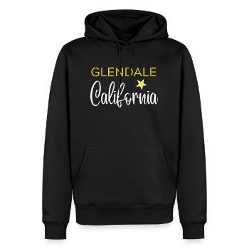 Glendale California - Sweat à capuche Premium bio Homme - noir - Devant - Nico (187cm)