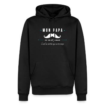 mon papa ne ment jamais - Sweat à capuche Premium bio Homme - noir - Devant - Nico (187cm)