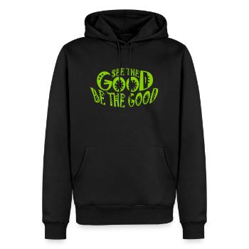 être la bonne citation - Sweat à capuche Premium bio Homme - noir - Devant - Nico (187cm)