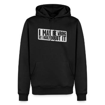 Je peux me tromper - Sweat à capuche Premium bio Homme - noir - Devant - Nico (187cm)