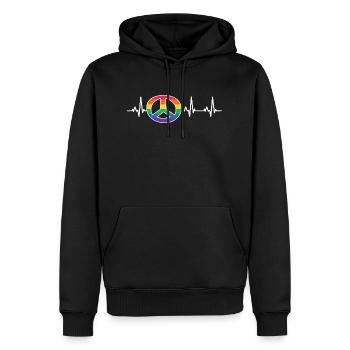 Herzschlag Schwul regenbogen gay pride - Männer Premium Bio Hoodie - Schwarz - Vorne - Nico (187cm)