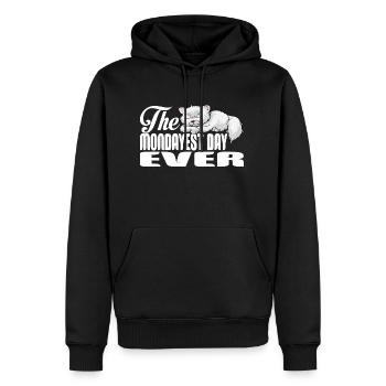 Le jour le plus lundi de tous les temps - Sweat à capuche Premium bio Homme - noir - Devant - Nico (187cm)