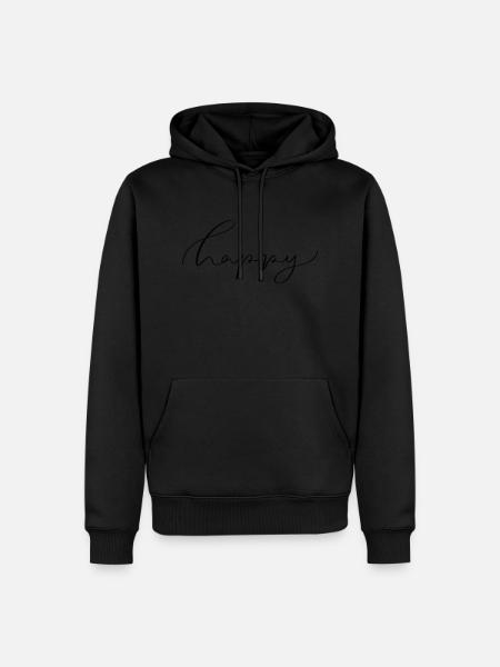 Happy - Männer Premium Bio Hoodie - Schwarz
