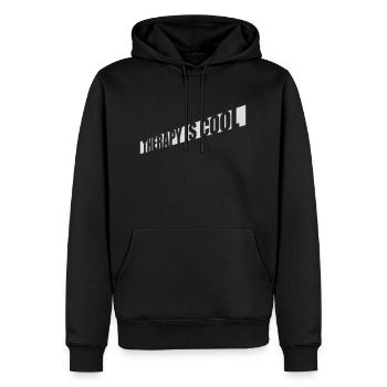 therapy is cool Zitat - Männer Premium Bio Hoodie - Schwarz - Vorne - Nico (187cm)