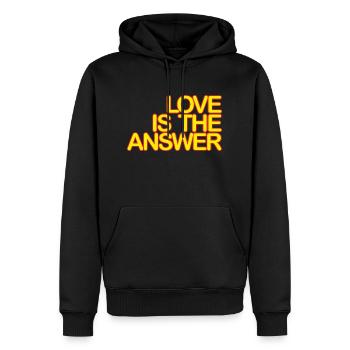 LOVE is the ANSWER 05gelbKrot - Männer Premium Bio Hoodie - Schwarz - Vorne - Nico (187cm)